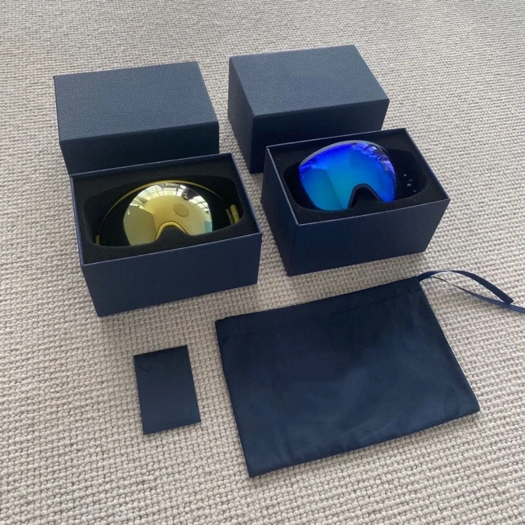 Gafas de esquí de alta gama, protección UV, gafas de ciclismo, lentes amarillo-azul, resistentes a los arañazos, artesanía italiana, a prueba de viento, antiniebla, de lujo