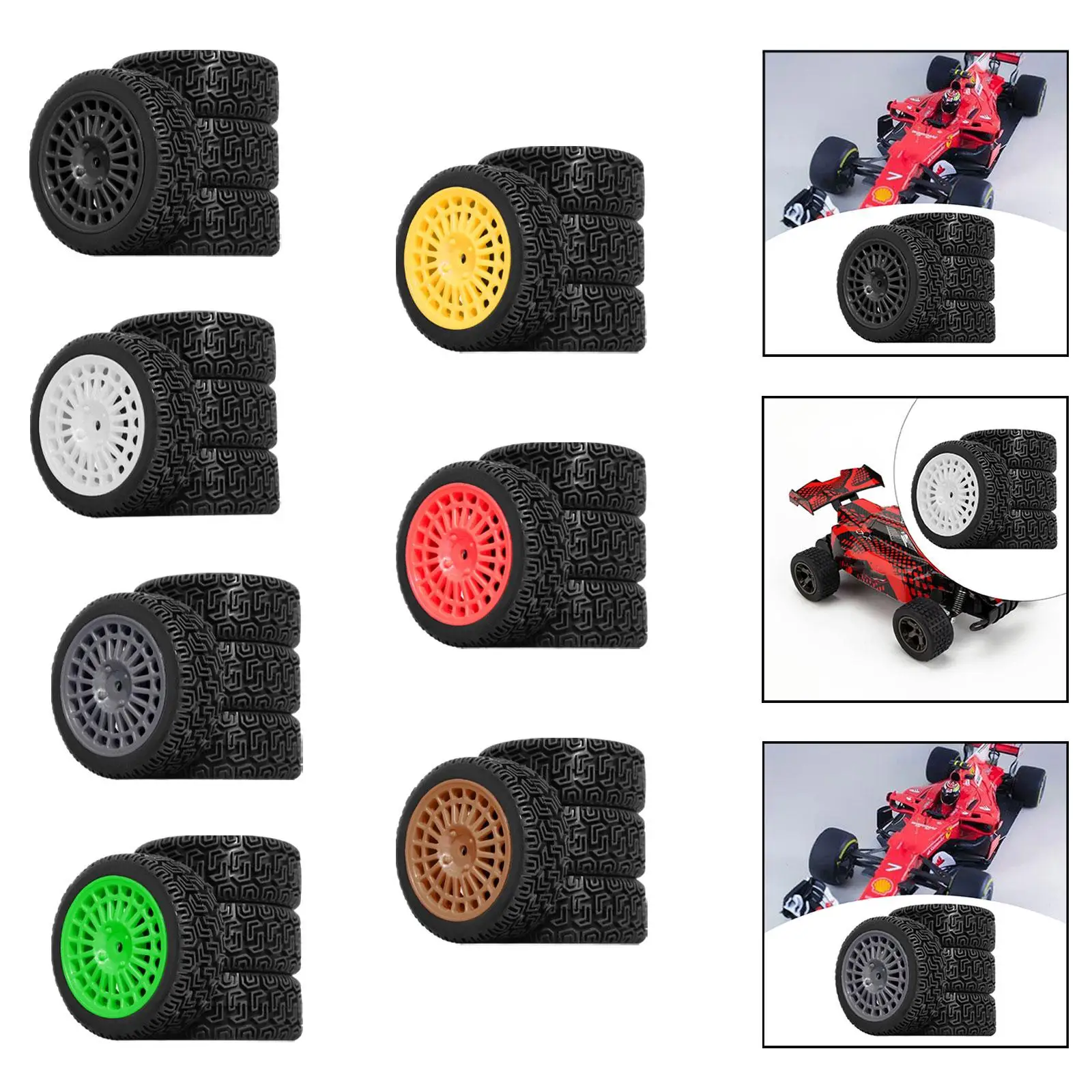 4Pcs RC Wheels Tires 12mm Hex Easy Installation Professional Sturdy DIY Accessory Replacement Upgrade for 1:10 TT01