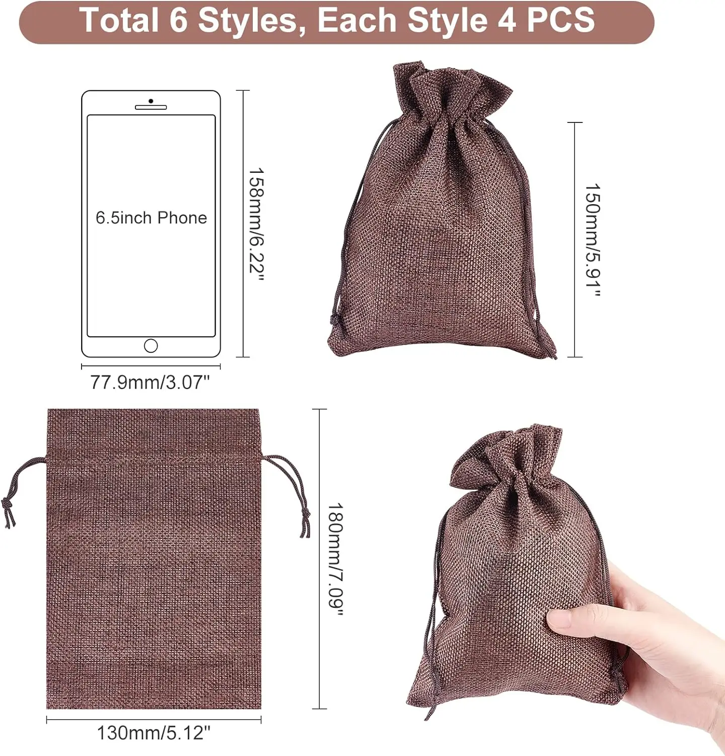 5x7 Inch Burlap Bags 24pcsPcsing Pouches Drawstring Gift Bag Wedding Favors Bag Candy Bags Advent Calendar Bags