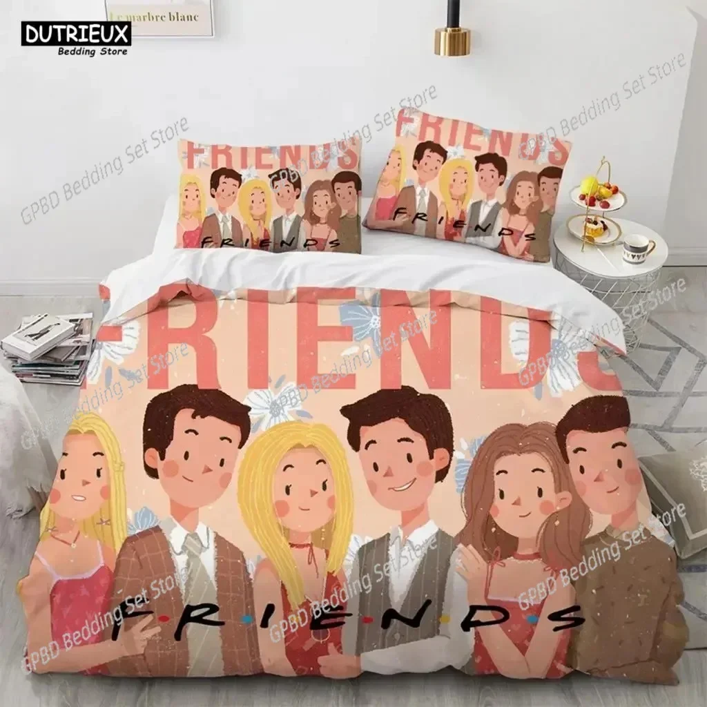 New 3D Friends Comfortable Duvet Quilt Cover Pillowcase Bedding Set Children Bedroom Decoration Home Textile