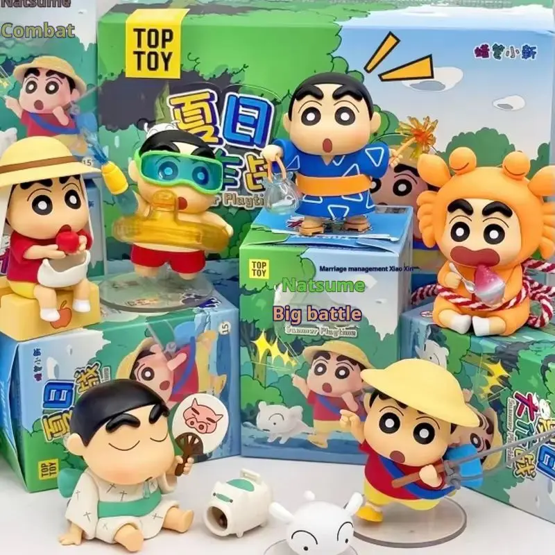 Toptoy Crayon Shinchan, serie de tiempo de juego de verano, caja ciega de figuras, colección de muñecos de Anime, decoración, juguete de exhibición, regalos de cumpleaños personalizados