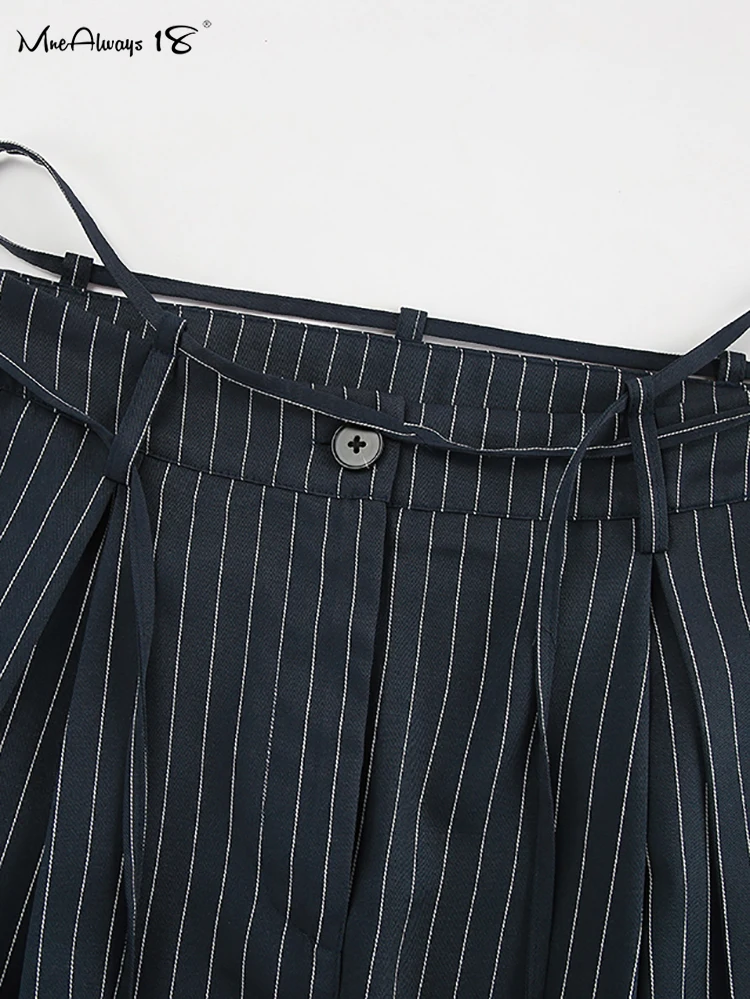 女性用プリーツストライプパンツ,レースアップオフィスパンツ,地面までの長さ,ワイドレッグ,ロングカジュアルパンツ,Mnealways18-High,春,2022