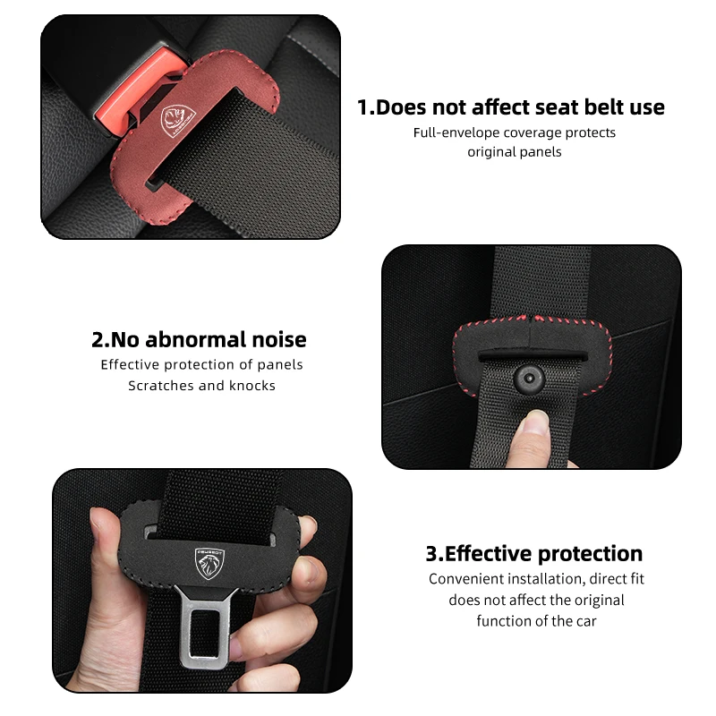 Car Safety Buckle Clip Protector Suede Seat Belt Anti-scratch Cover For Peugeot 308 3008 206 307 207 208 407 205 301 607 108 807