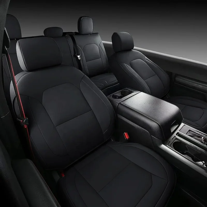 High Quality All Season Breathable PU Leather Full Surround Seat Covers Universal Auto Seat Cushion Protector Fit Pickup Trucks