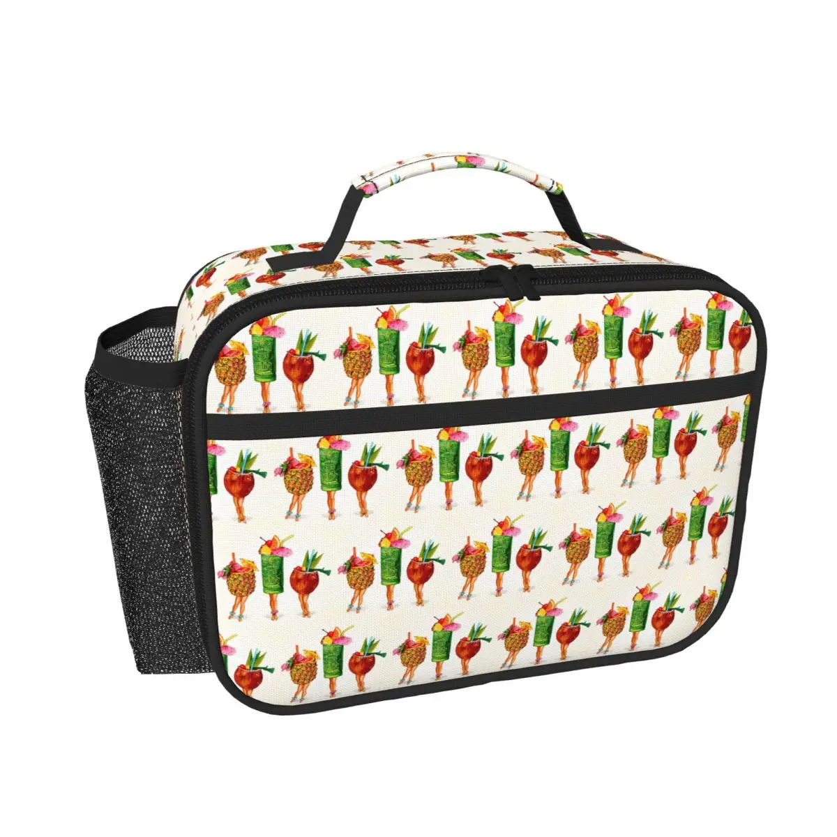 Tiki Cocktail Pin-Up Insulated Lunch Bag for Women Kids Portable Food Boxes Thermal Lunch Box Tote