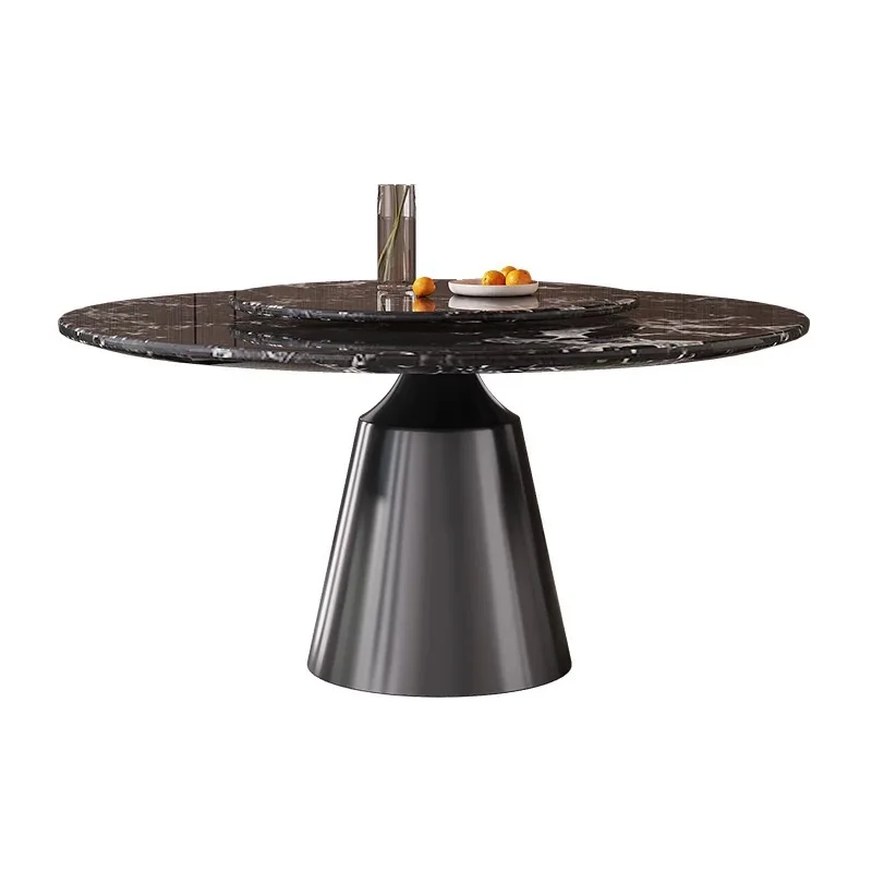 

Italian light luxury simple marble round dining table and chair combination size apartment household 2025 high-end round dining