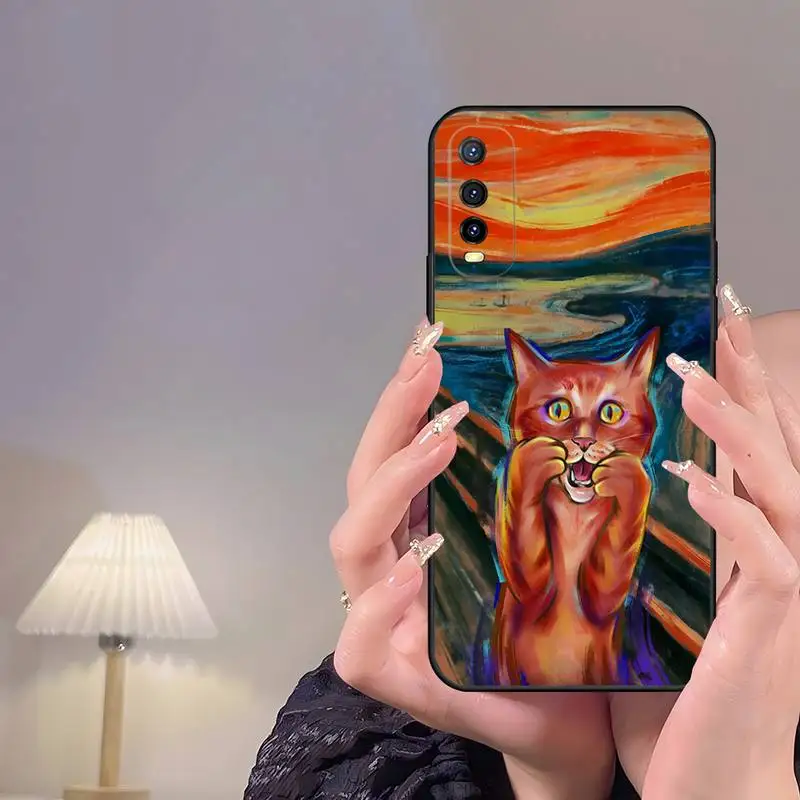 Fun Cat Art Phone Case For VIVO Y 95 Y93 Y20 V 19 80 31 70 17 15 23 21 E S10 IQOO 9 Pro X60 NEX Mobile Phone Accessories