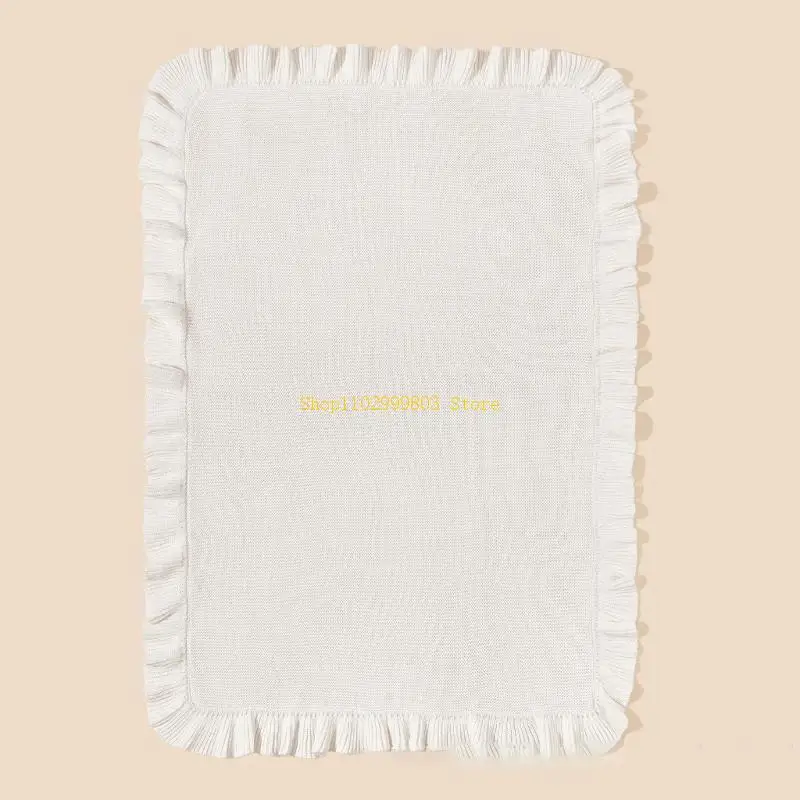 

Ruffle Cotton Knitted Baby Blanket Swaddles Towel Breathable Receiving Blanket J0MF