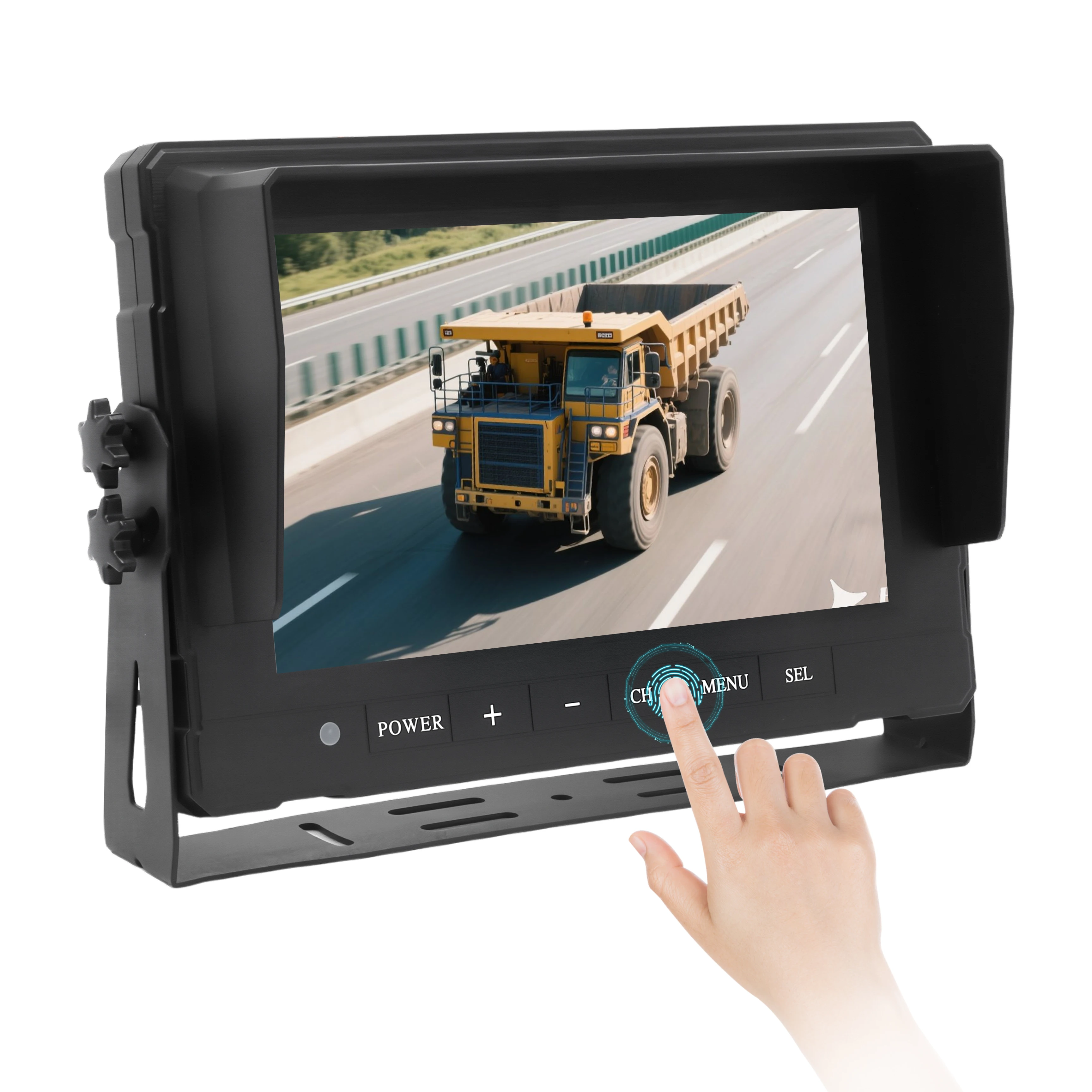 9 Inch IPS Quad Split Truck Monitor Waterproof IP69 Boat Monitor HD Back up Monitor for Car Trucks Heavy Equipments