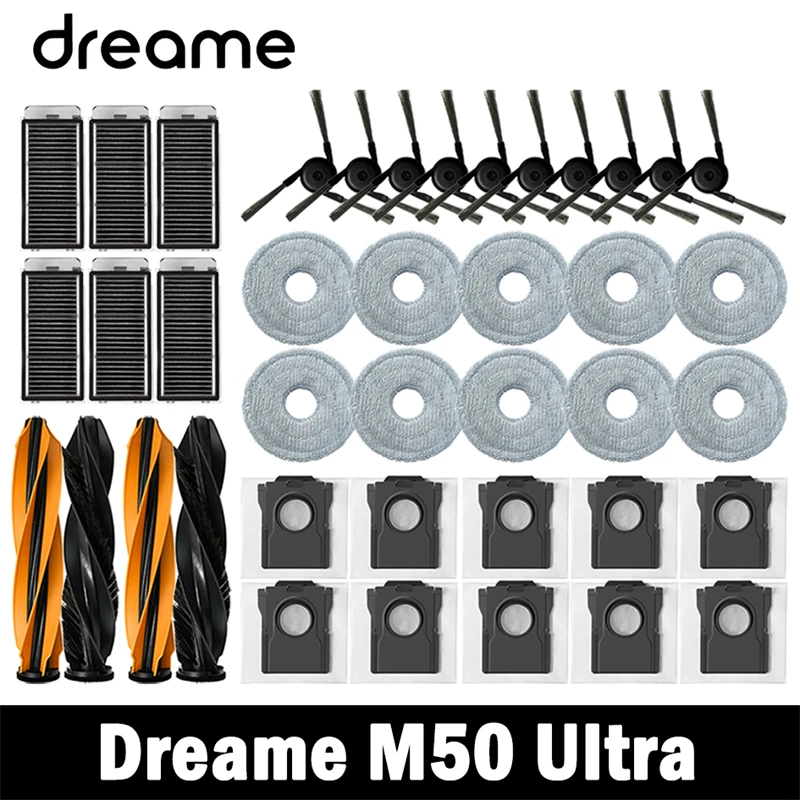 Dreame M50 Ultra Robot Vacuum Cleaner Accessories Main Side Brush HEPA Filter Mop Cloths Dust Bag Spare Parts