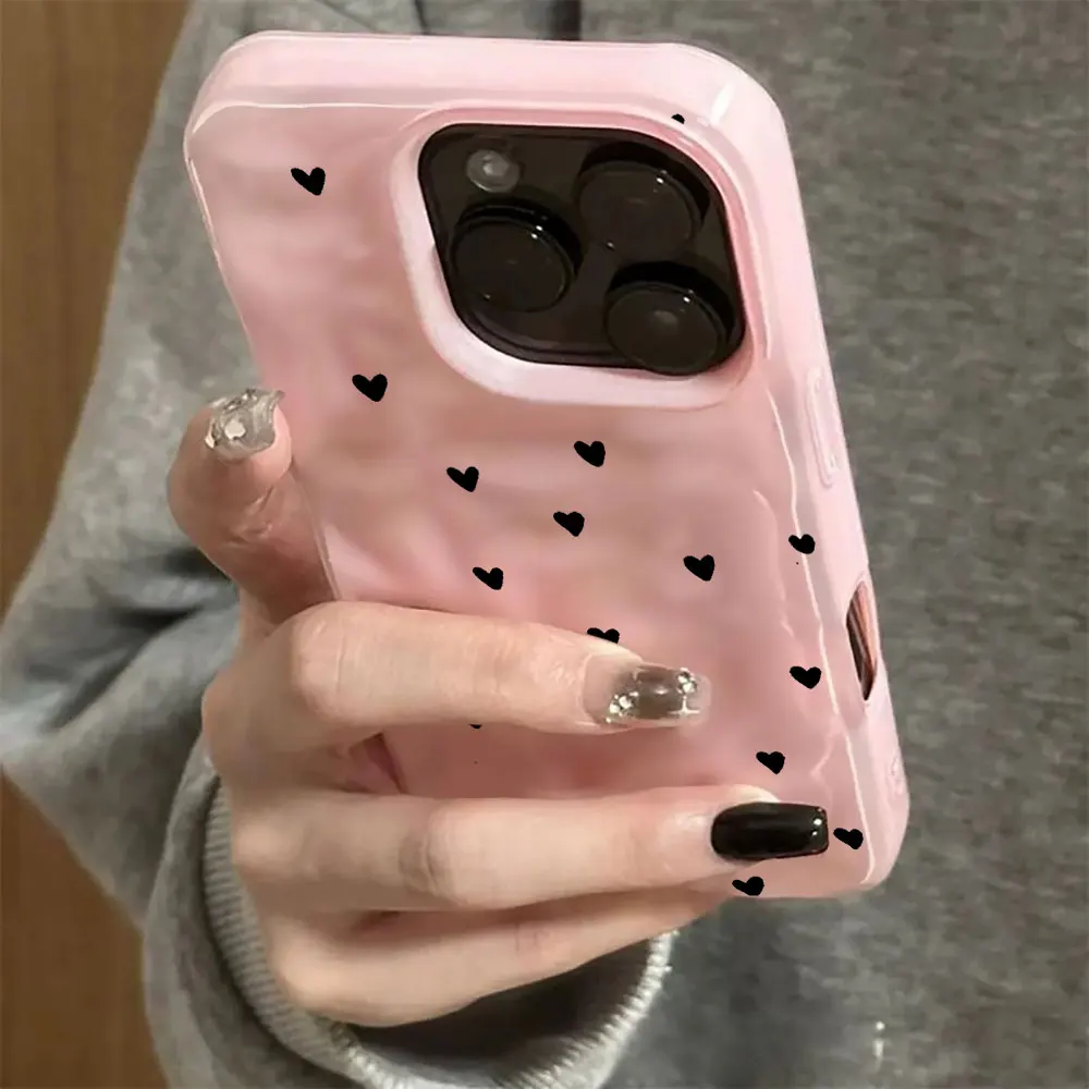 Modische Ästhetische Niedliche Herz-Handyhülle für iPhone 17 Air 15 16 14 Plus 13 12 11 Pro Max 17 Pro Silikon-Softcover – Detail 9
