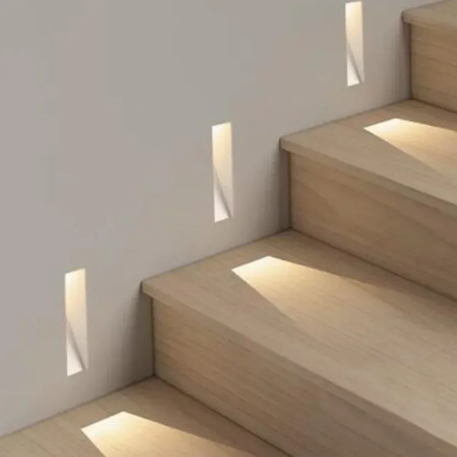 Outdoor Frameless LED Stair Lights Waterproof LED Footlight Recessed Wall Corner Lamp IP65 Decks Pathway Corner Steps Light