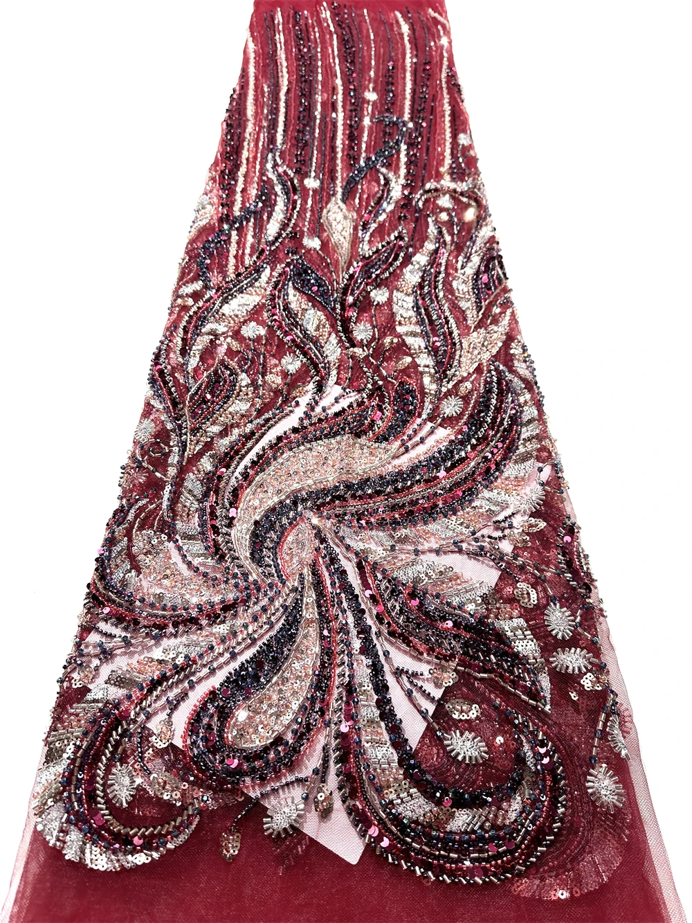 Luxury Sequins African Lace Fabric 2026 French Embroidery High Quality Luxury Heavy Beaded Bridal Wedding Lace