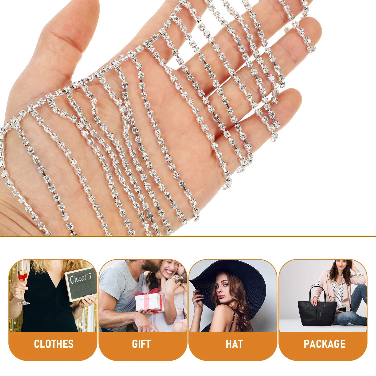 

Rhinestone Tassel Chain Delicate Decorative Fringe Trim Clothing Accessory DIY Rhinestone Ribbon Tassel Chain for Crafts