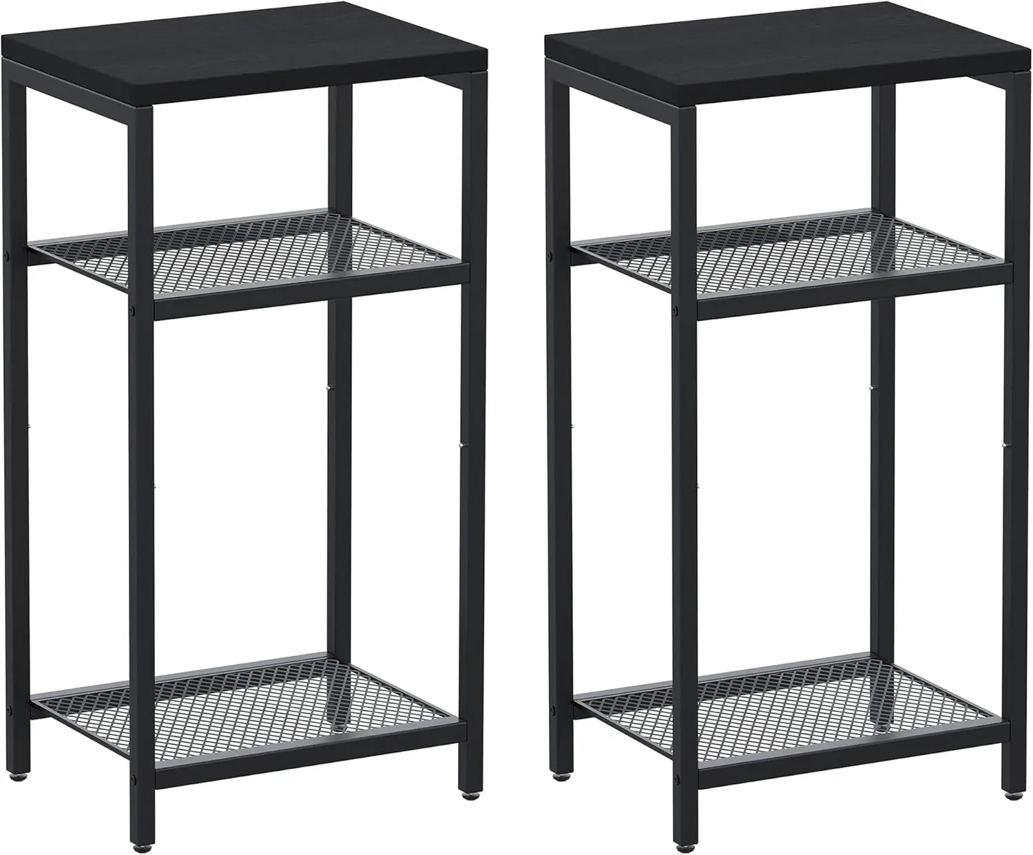 

Side Table Set of 2, 3 Tier End Table with Storage, Tall Telephone Table, Night Stand for Small Spaces, Sturdy Metal Frame