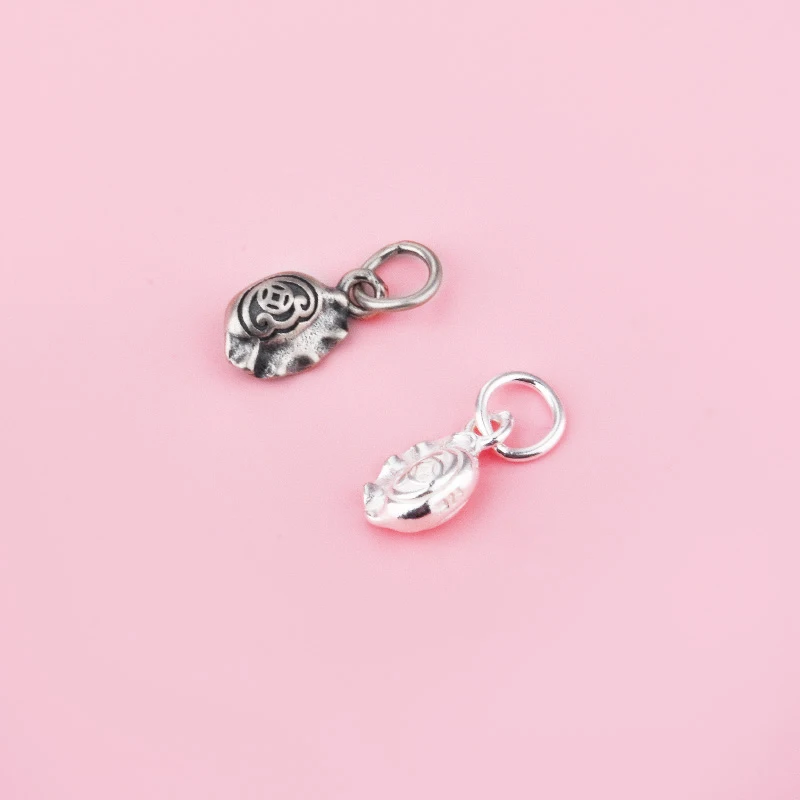S925 sterling silver dumpling copper coin pendant crystal pearl bracelet dumpling pendant DIY handmade accessory ear access