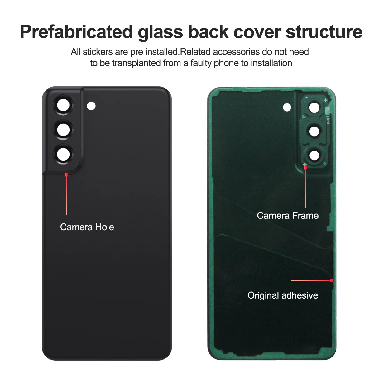 For Samsung Galaxy S21 FE Rear Door Housing Cover Replacement with Camera Lens Compatible with G990B New Back Battery Cover