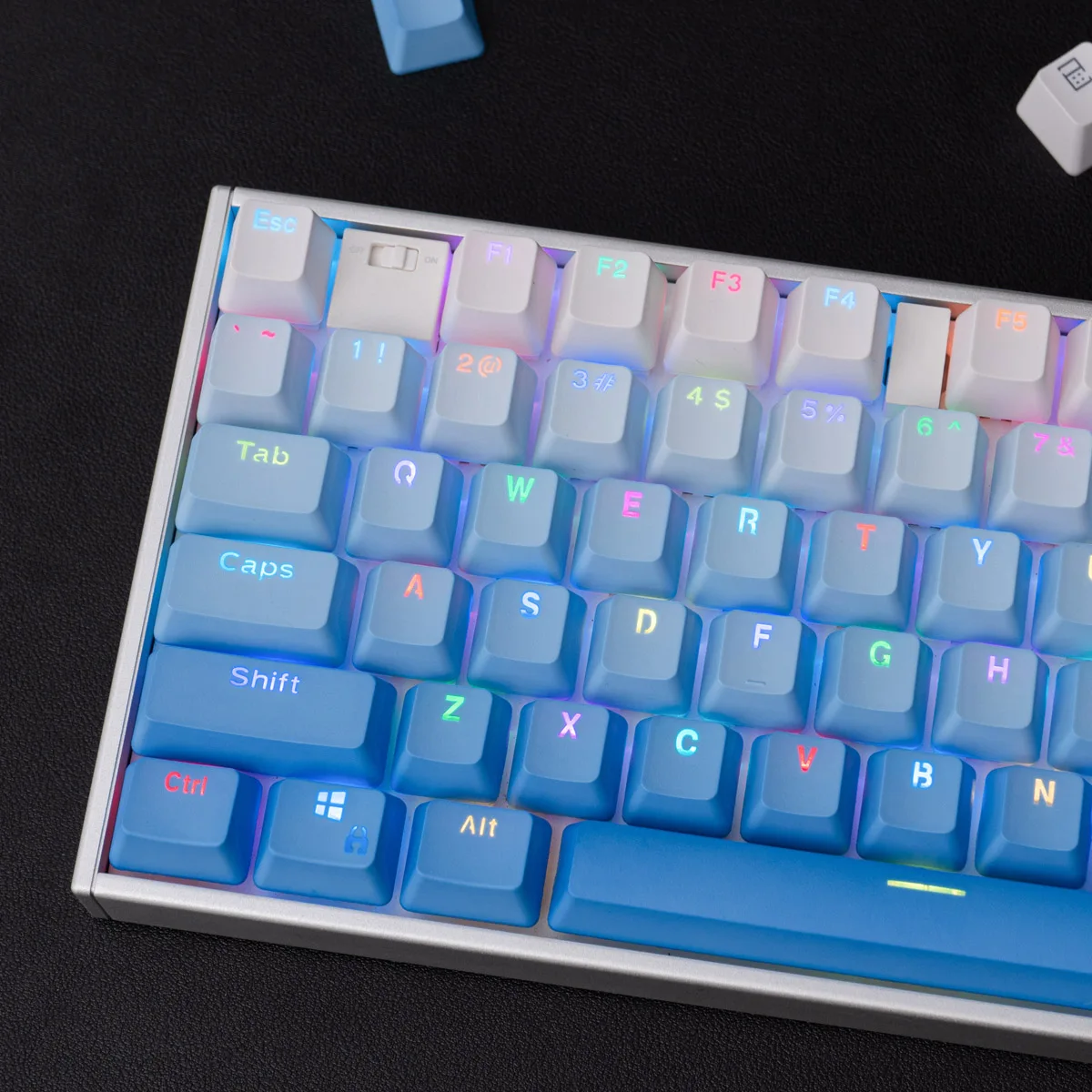 120 Keys Gradient Blue Keycaps PBT Double Shot OEM Height Backlight Through Mechanical Keyboard GK61 Anne Pro 2