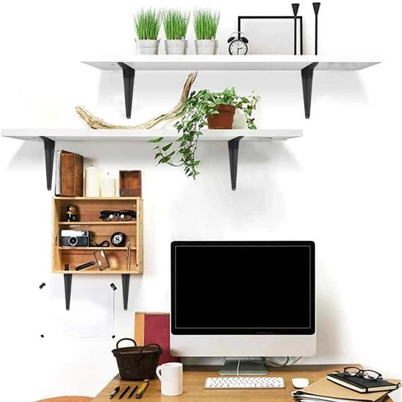 Braket rak ABWR-20PC, rak dinding Farmhouse dekoratif besi L, cocok untuk rak kayu