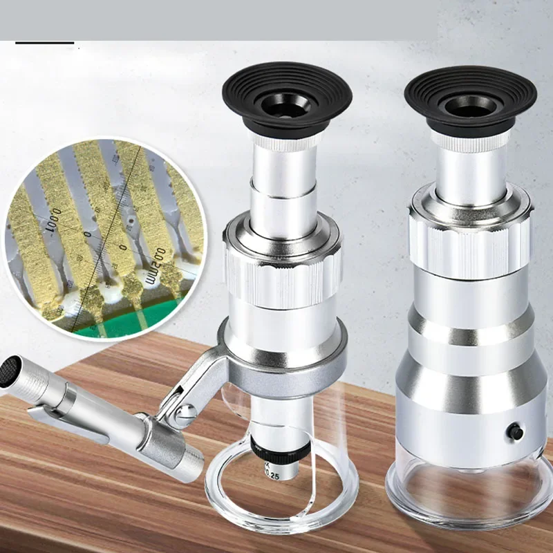 High-magnification eyepiece,magnifying glass,small new microscope with scale,stamp pixel arrangement function,and built-in light
