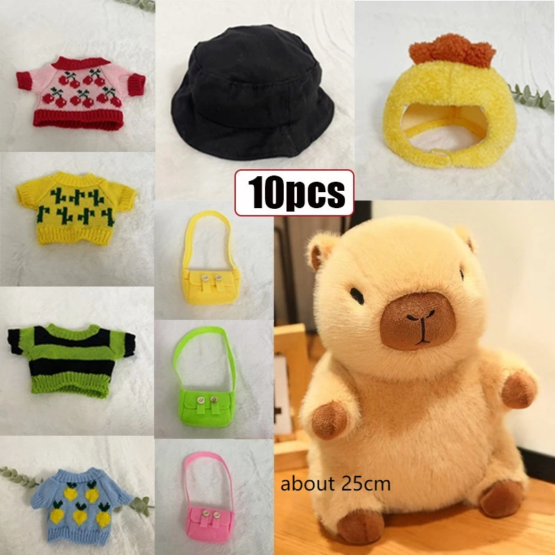 Capybara 8/9/10pcs Cross Dressing Plush Toy Pumpkin Hat Capybara Doll Sweater Set Diy Accessories Animal Dress Up Doll Toys Set