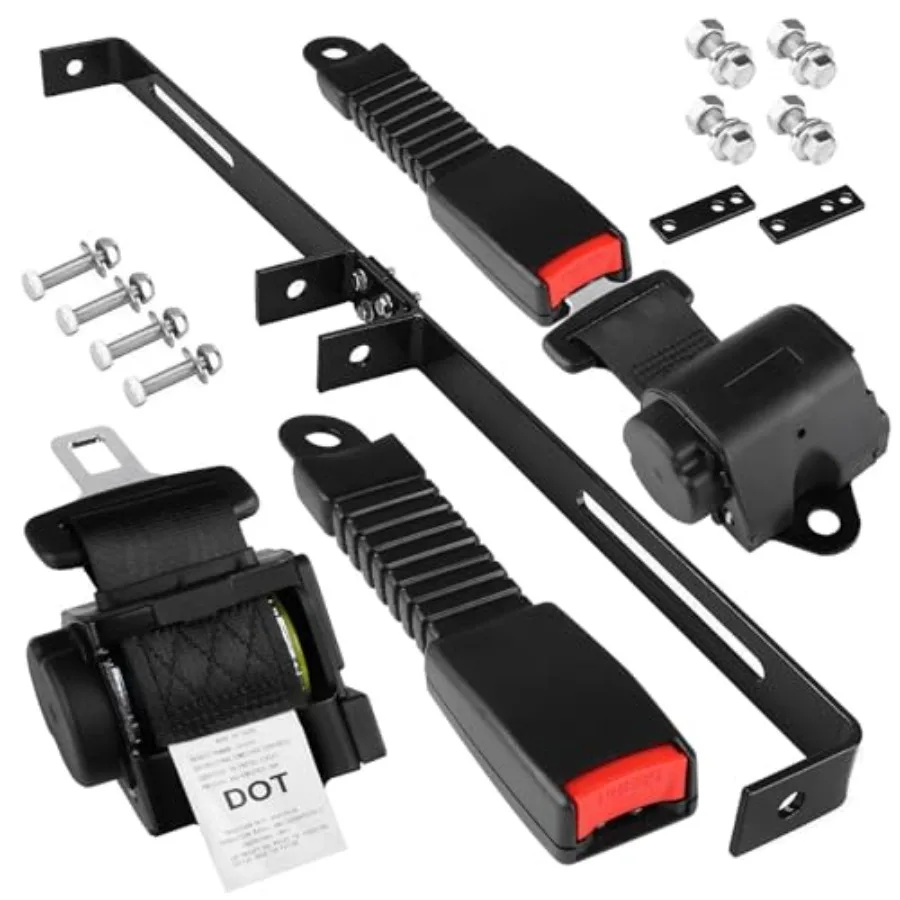 

61 Inch DOT Golf Car Seat Belt Kit for EZGO TXT Club Car DS Yamaha Not Fit EZGO RXV Club Car Precedent/Onward/Tempo and Yamaha