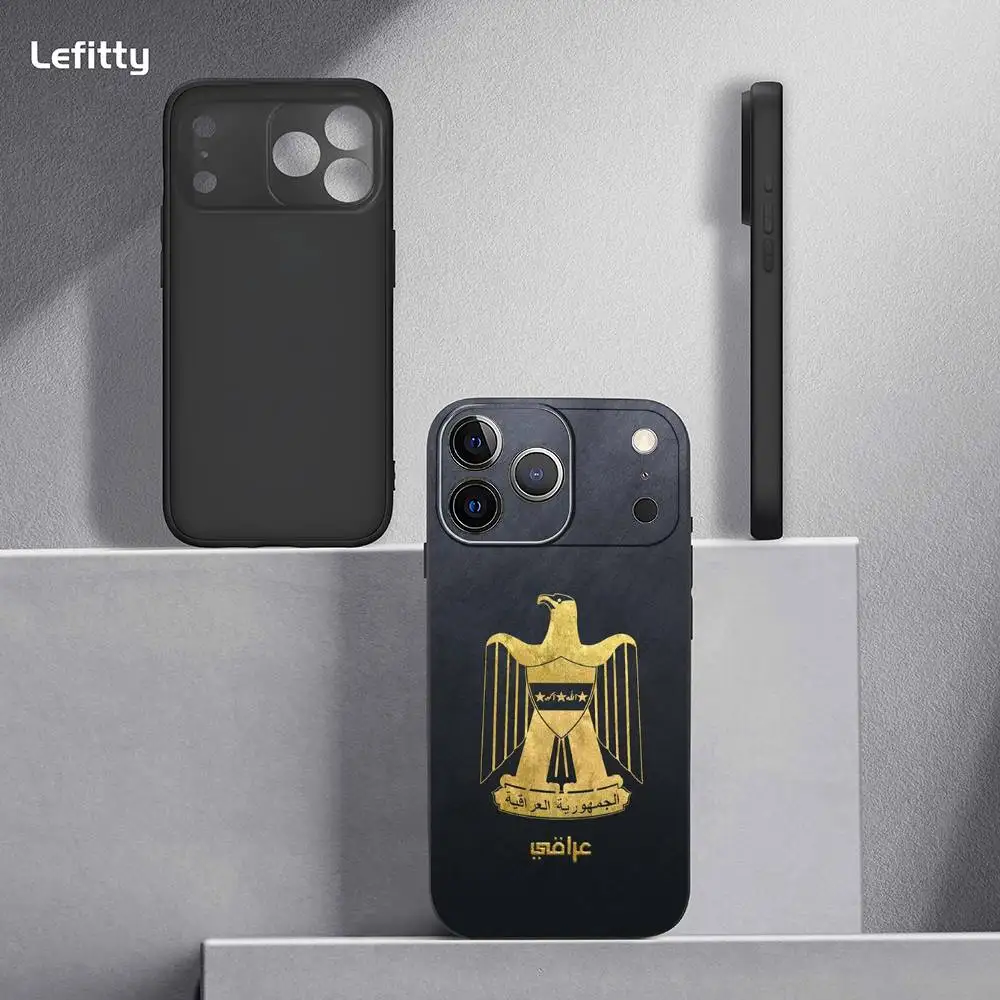 Casing HP Logo Lambang Nasional Irak Untuk IPhone 17 16 15 14 13 12 11 Pro Max Plus Mini Hitam Doff Soft Shell Funda