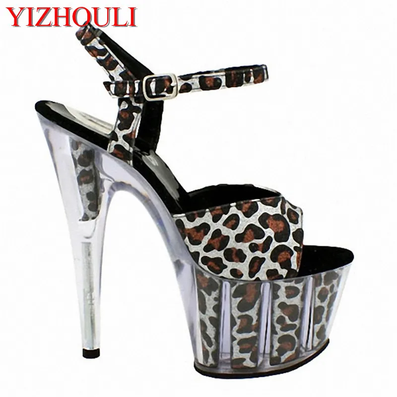 

Classic Crystal Leopard 15CM sexy high heels pole dancing/performance/star/model special stage dance shoes