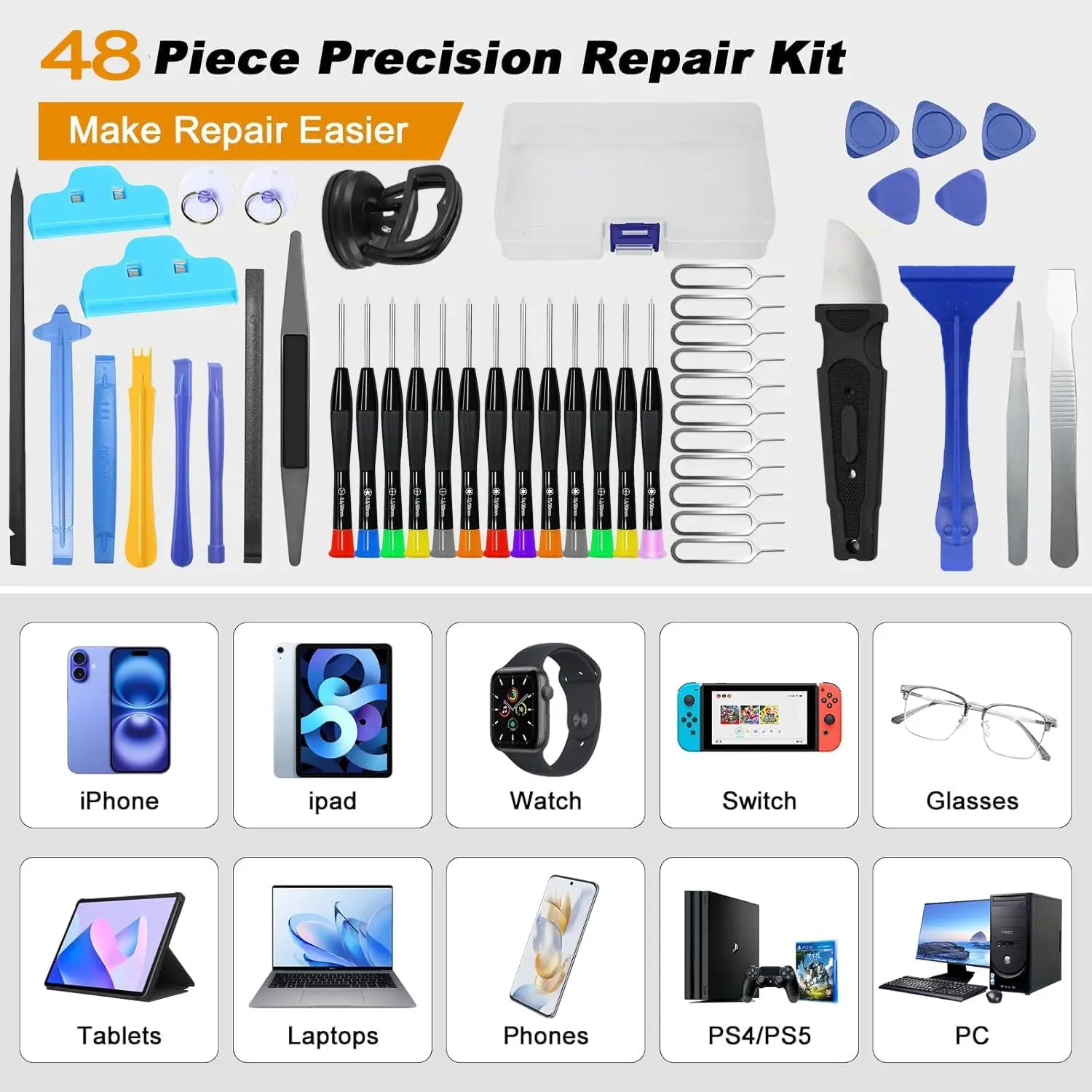 48 In1 Mobile Phone Repair Tool Set, Precision Screwdriver Mobile Phone Opening Repair Tool for Professional Electronics, Repair image 2