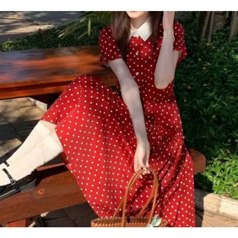 Pure Desire Wind Soft Girl Cute Ear Fungus Lace One Piece Collar Dress Super Fairy Floral Cake Short Skirt
