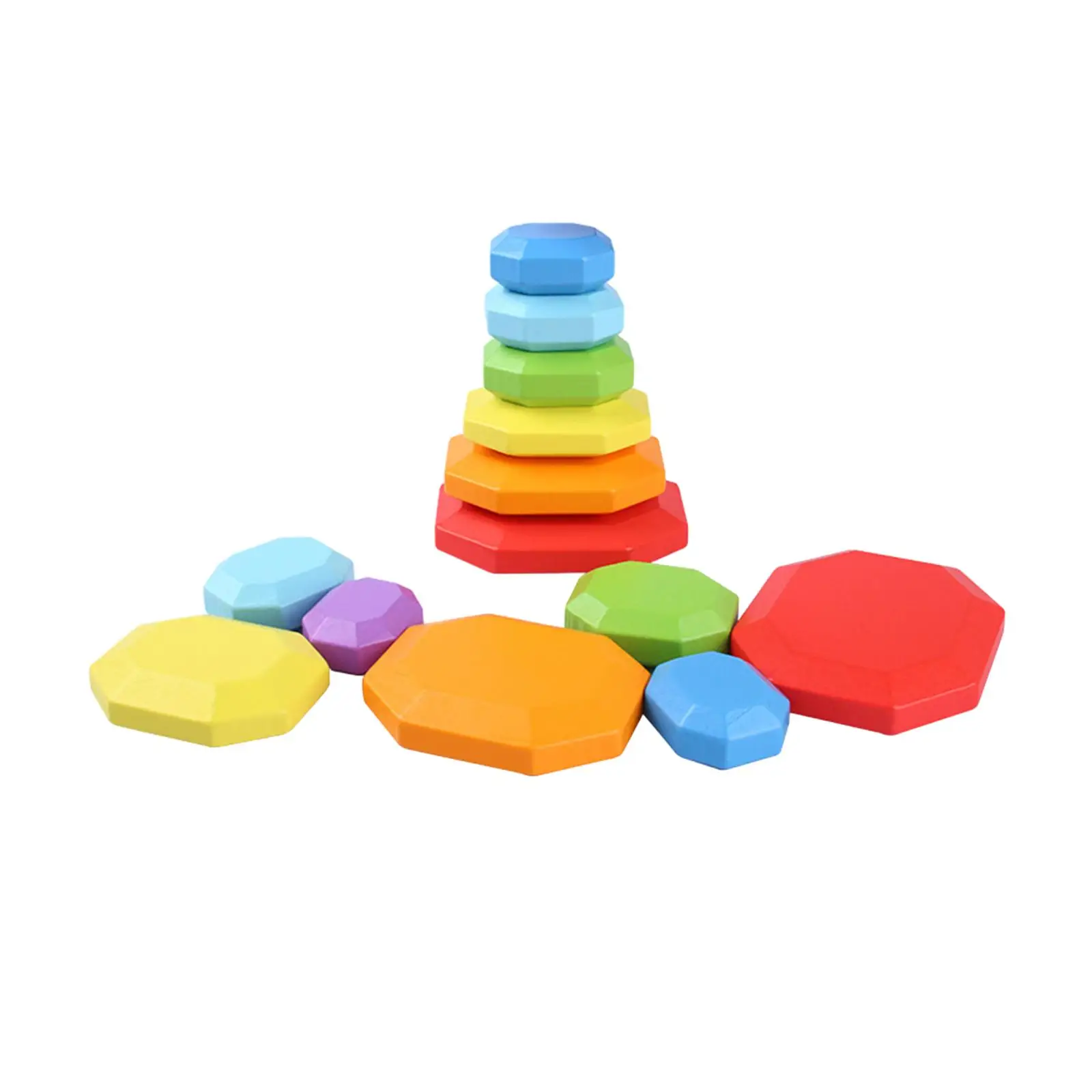 7 pezzi Montessori arcobaleno impilabile pietra impilabile gioco ordinamento abilità motorie in legno