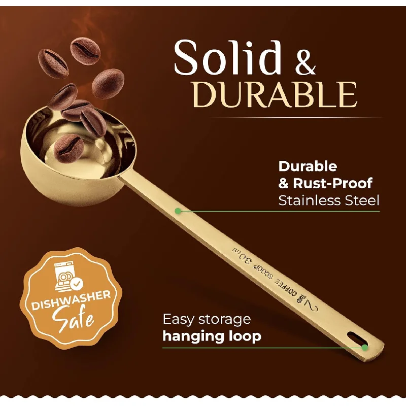 

Household portable multi-color stainless steel coffee bean measuring spoon 30ML, 15ML plated with gold color