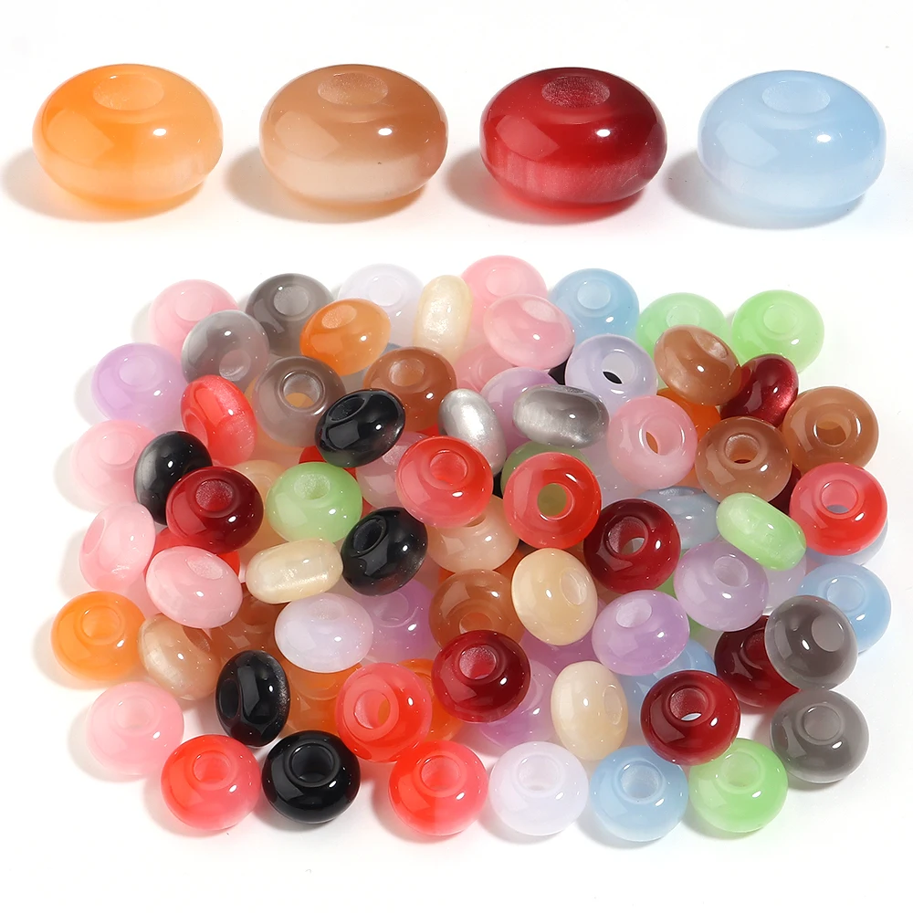 10/30 Stück 8x14mm Bunte Glitzernde Harzperlen Charms Großloch-Abakus-Abstandsperlen DIY Schlüsselanhänger Armband Halskette Schmuckherstellung – Detail 7