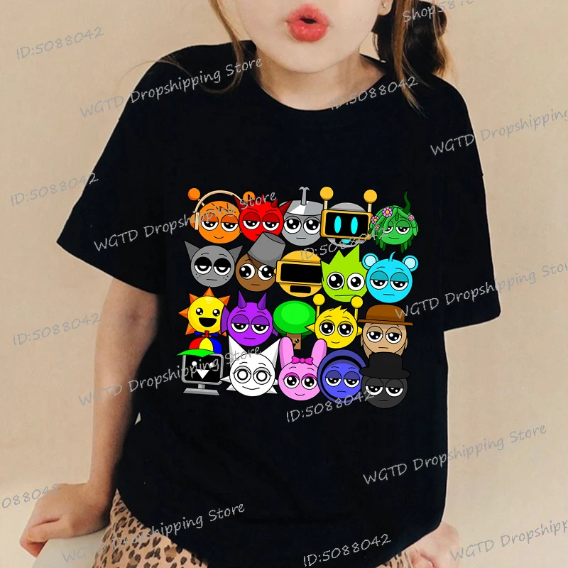 

Incredibox Game Sprunki T-shirt Kids Horror Game Tshirt Summer Short Sleeve Tops Hip Hop Sprunki Figure Boys Girls Fashion Tees