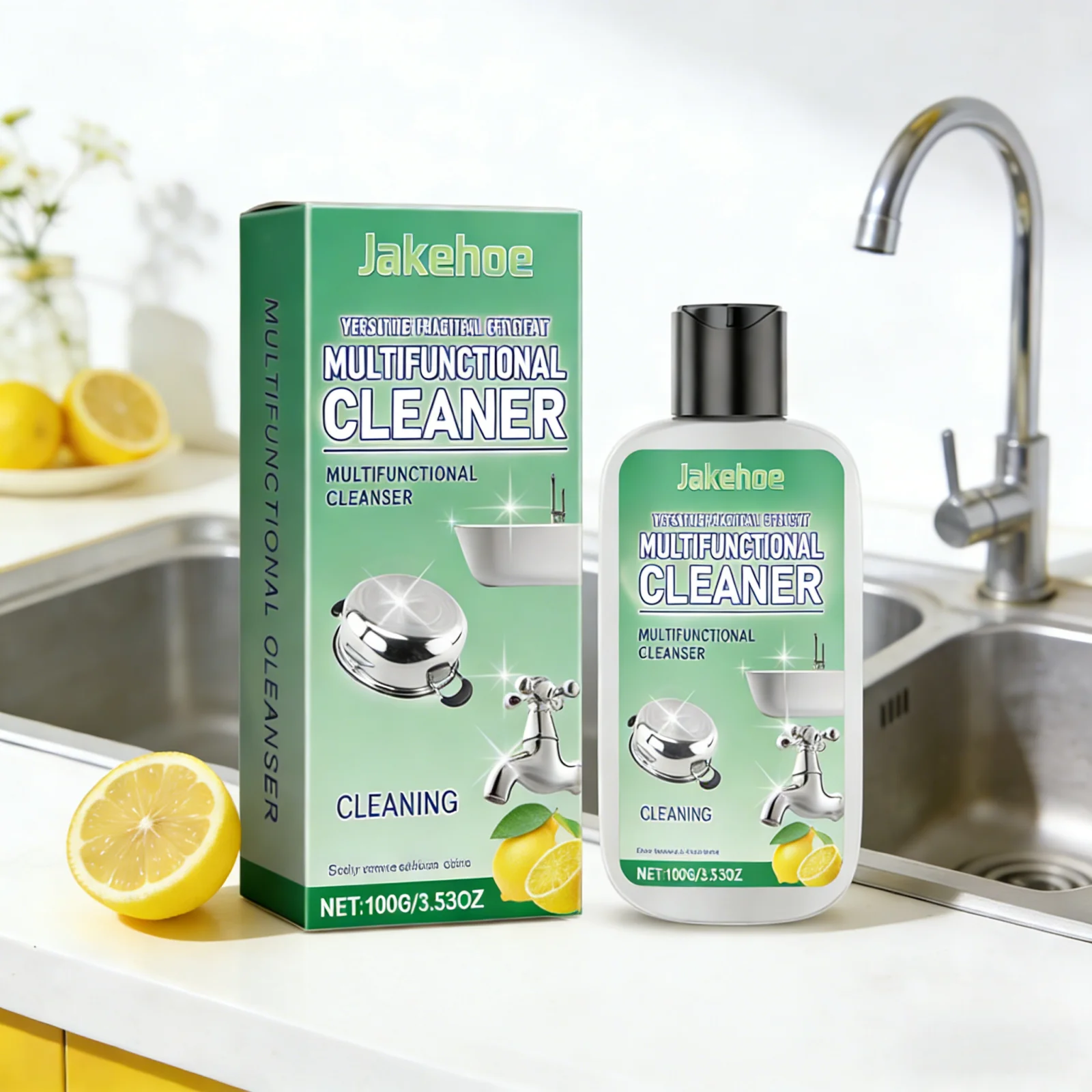 Jakehoe Multifunctional Cleanser Remove Stubborn Stains Grease Rust Removal Iron Pot Faucet Wall Lemon Household Cleaning Milk