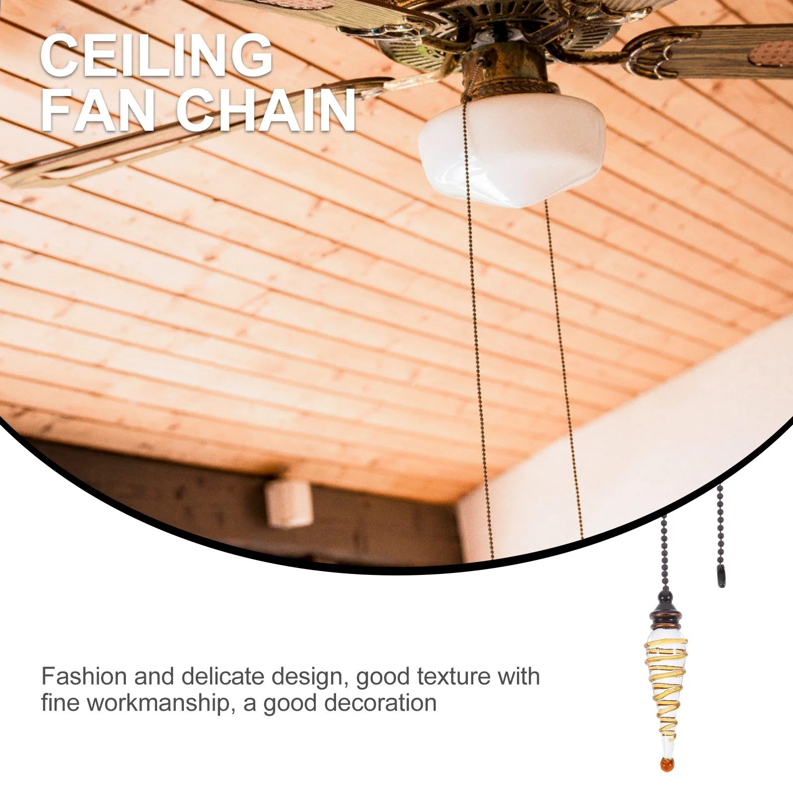 

European Style Pull Chain Ceiling Fan Hanging Decoration Crystal Chain Home Chandelier Pendant Lamp Ornament Workshop
