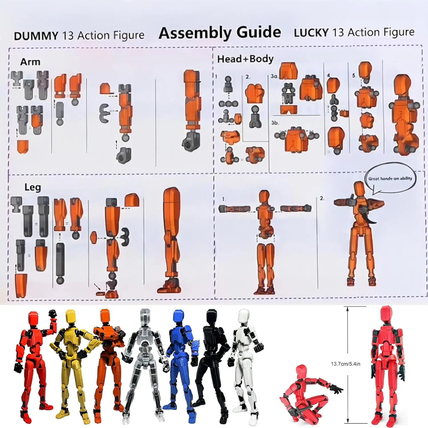 Gelukkige 13 Actiefiguren, Titan 13 Actiefiguur, T13 Actiefiguur 3d Geprint Meervoegbare, Bureaubladdecoratie