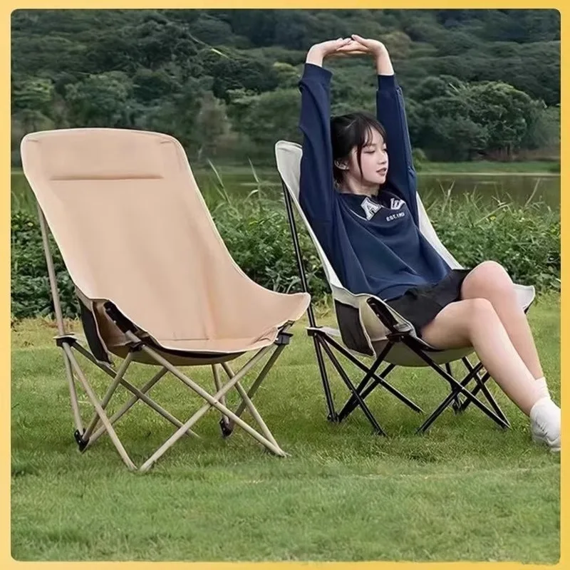 

2025 New Internet-Famous Outdoor Folding Wear-Resistant Chair Camping Portable Reclining Chairs Picnic And Fishing Stools