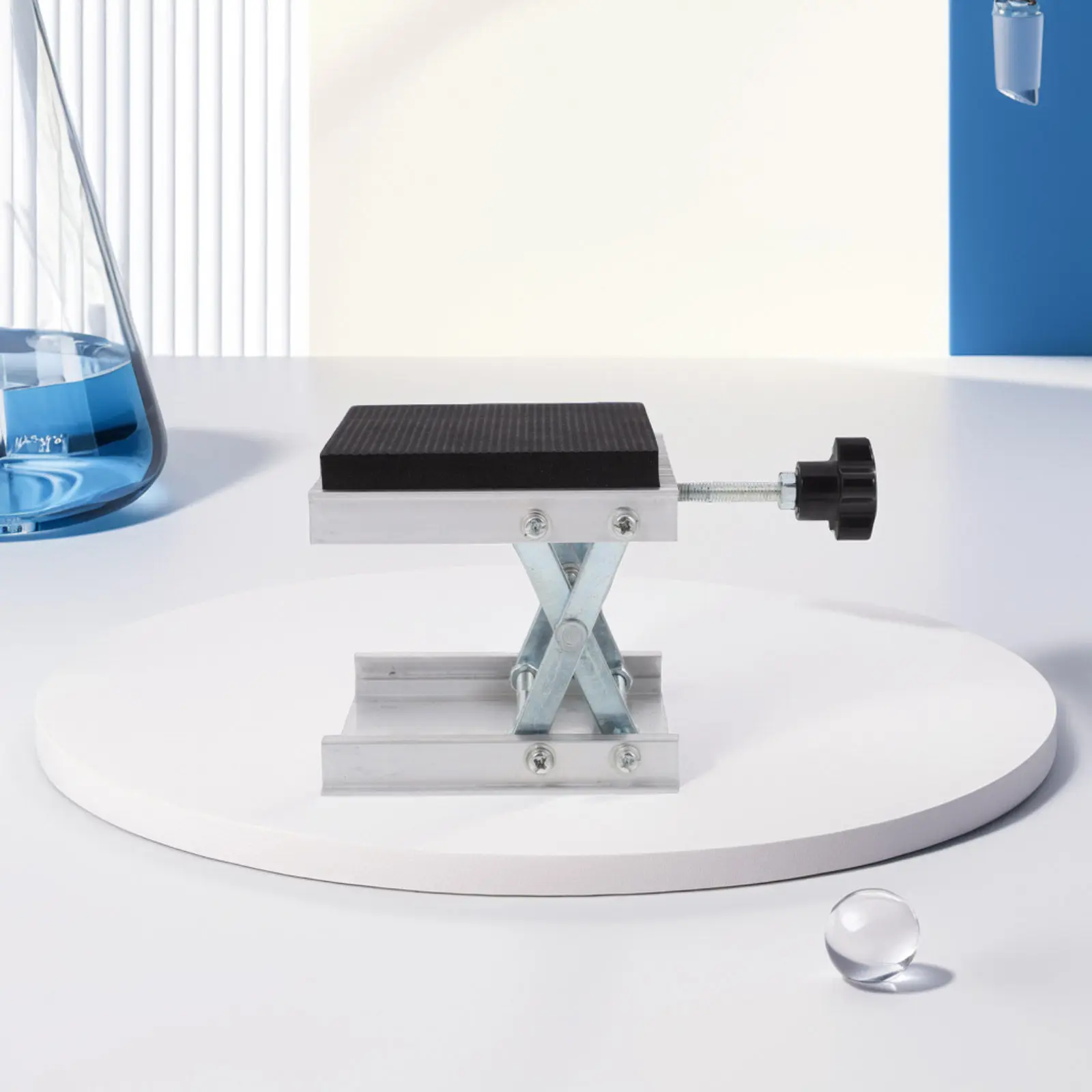 Manual Aluminum Lab Jack Stand Scissor Lift Platform Stable Laboratory Lifting Table Adjustable Height Support for Glassware