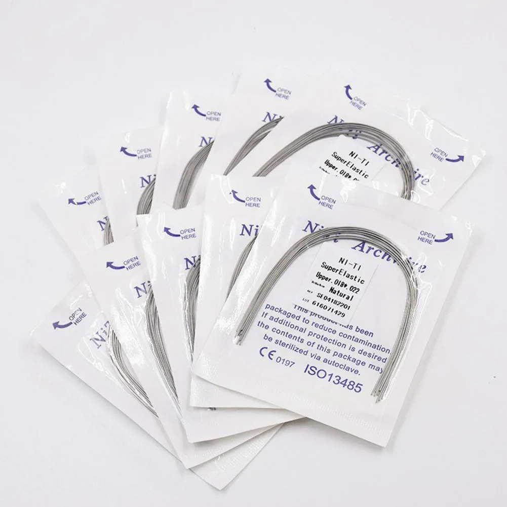 10 Packs Dental Ortho Rectangular NiTi Archwire Super Elastic Upper Lower NITI Arch Wire Ovoid Natural Form Sterilized Autoclave