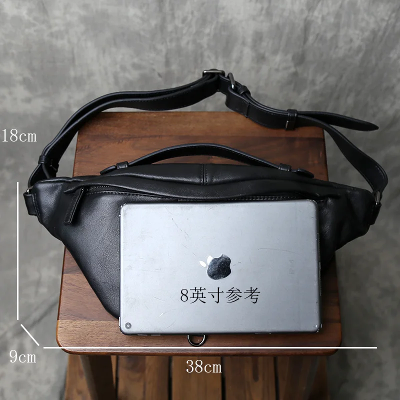 First Layer Cowhide Chest Bag Men's Bag Multifunctional Leather Waist Bag Casual Shoulder Crossbody Bag Trendy Bag