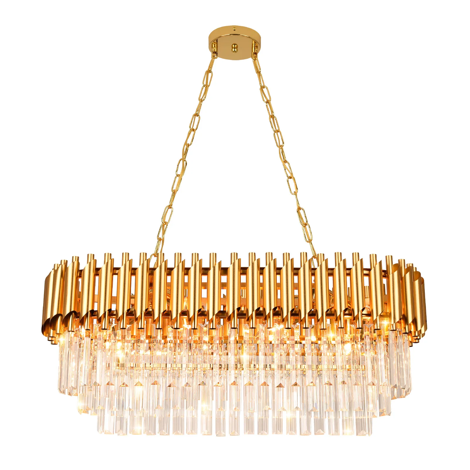 Modern Crystal 8-Light Gold  Oval Chandeliers,E12*8,D31.5*W11.8 inch