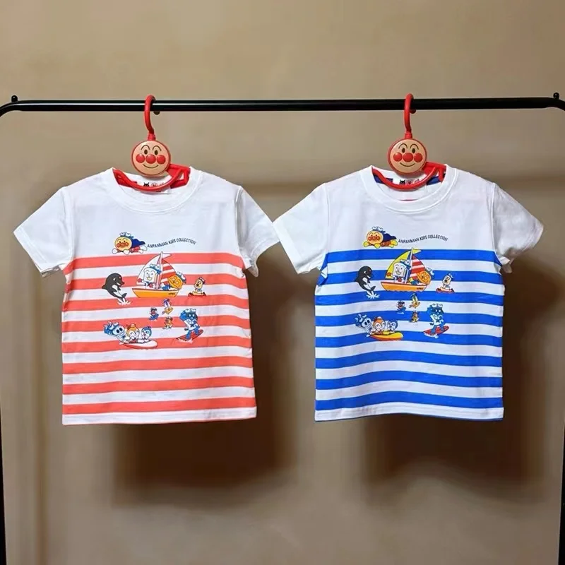 Summer Cartoon Anpanman Print Kid Short Sleeve T Shirts Children Baby Boy Girl Top Cotton Clothes Toddler Tee Shirt Size  90-140