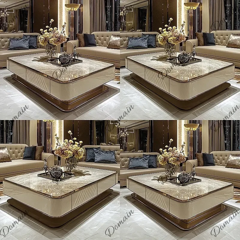 N80 Luxury Large Living Room Coffee Table 1.5m High-End Microcrystalline Stone Designer Villa House