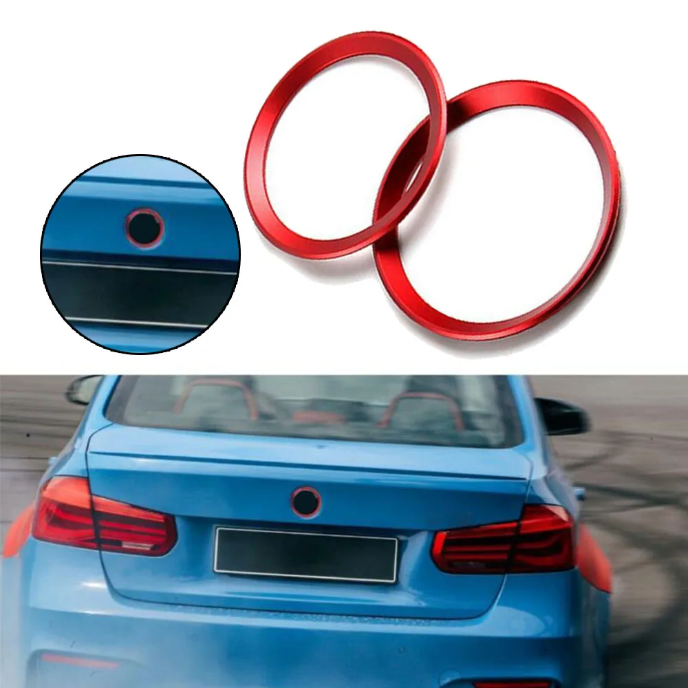 2X Metallic Front Rear Logo Ring Covers Trims 82 Mm 74 Mm Emblem Logo Surrounding Ring For BMW F30 E90 3 4 Series M3 M4