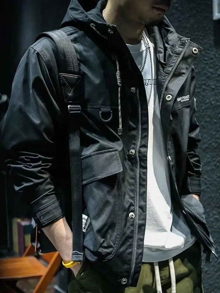 

Мужская винтажная куртка-пилот, весенне-осенняя рабочая одежда с капюшоном, ветровка, повседневная верхняя одежда, американский стиль, Thiened, полиэстер