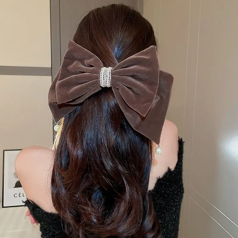 Trendy Sweet Velvet Multi-Layer Large Bow Hair Clips Women Luxury Pearl Hairpins Clip Headpiece Girls Hair Accessories Gifts