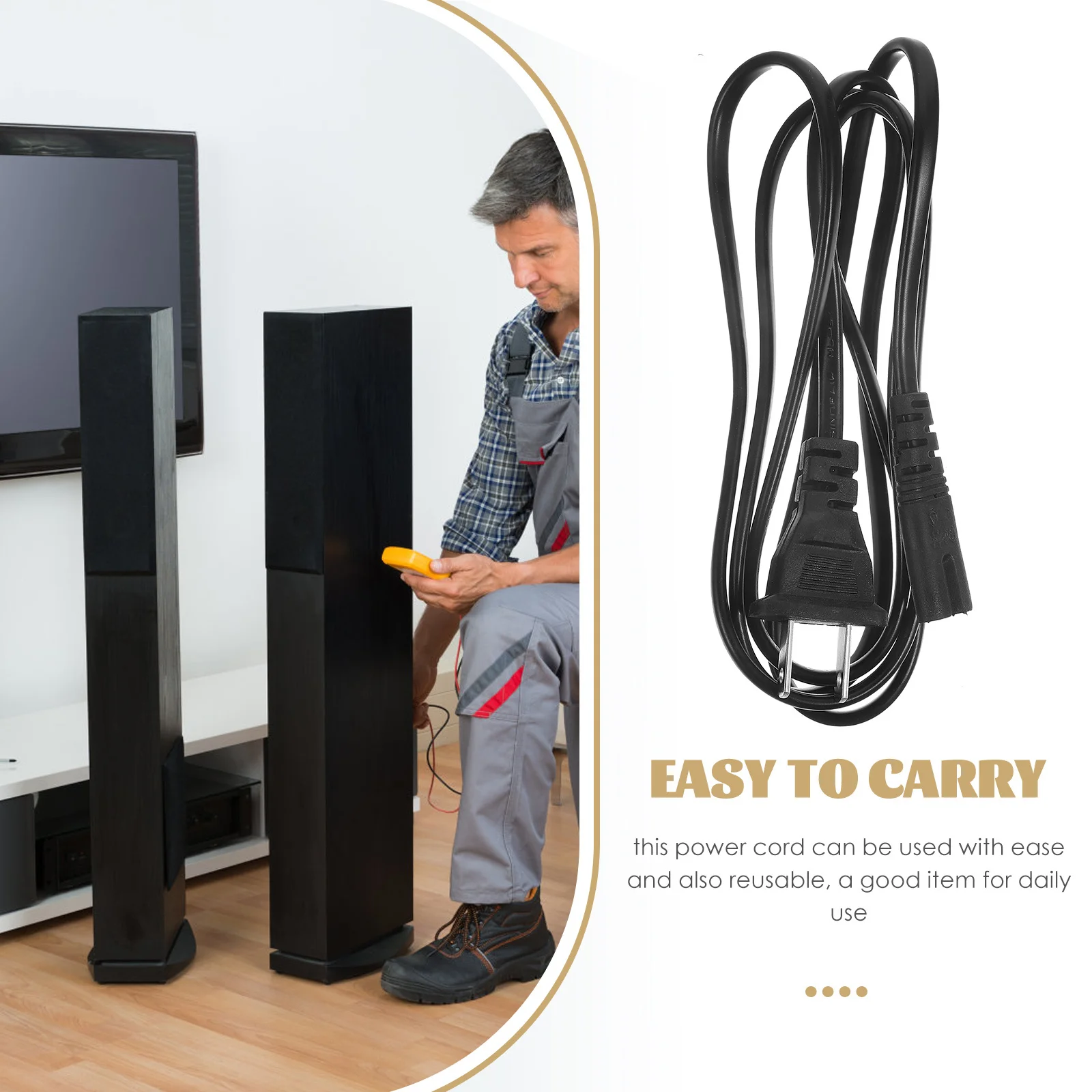 

2pcs Us Plug Power Prong Extension Cable For Lamp Radio Pc Home Appliances Long Durable Electrical Cord Replacement