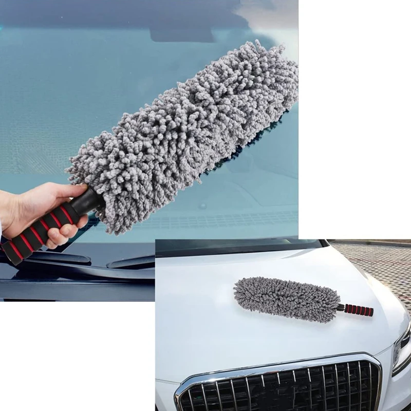 

Car Dust And Home Microfiber Multipurpose Feather Duster Extension Pole Duster Car Wash Gray Plastic Cleaning Duster