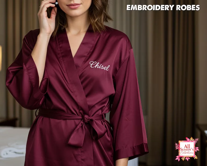 Vestaglie ricamate personalizzate Vestaglie ricamate personalizzate Vestaglie da sposa Abito personalizzato Vestaglie da sposa Abito in raso Vestaglie kimono